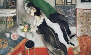 在亡妻的眼睛和畫中的漂浮世界裡，俄羅斯畫家 Marc Chagall 夏卡爾找到寧靜和幸福