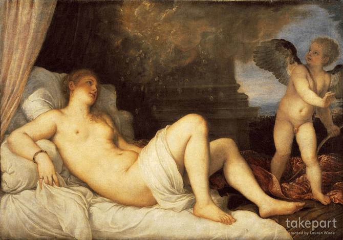  Lauren Wade 文藝復興 美女 photoshop動圖 gif二次創作Titian Danaë With Eros
