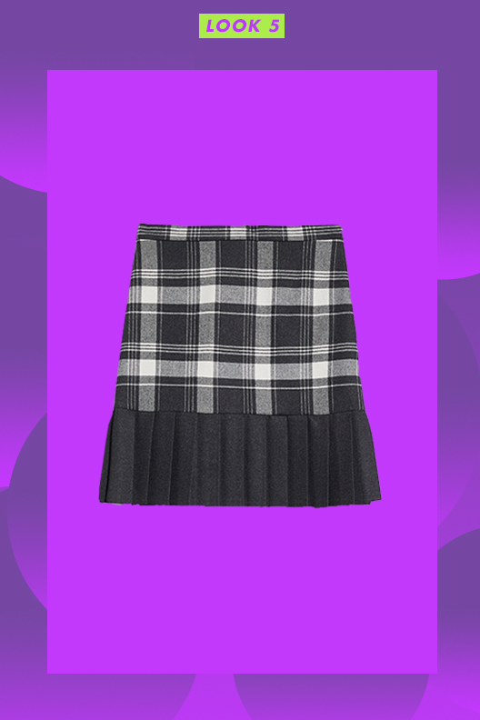 Max & Co. CHECKED SKIRT WITH PLEATED FLOUNCE