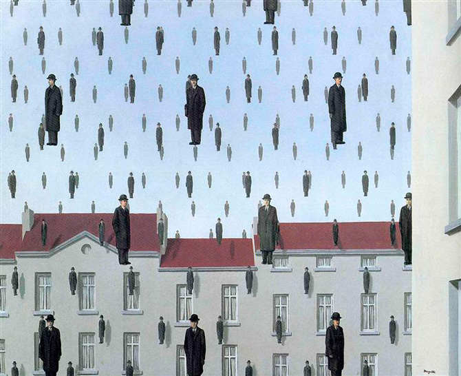 Golconda (1953) by Rene Magritte